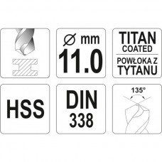 YATO Burghiu pentru metal HSS-TiN, diametru 11mm..